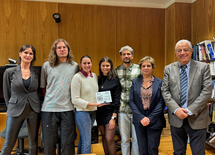 La delegazione di Le Digourdì a fianco della conduttrice Rai Katia Berruquier e del direttore di sede, Severino Zampaglione