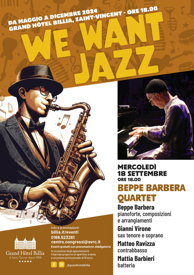 'We Want Jazz'; al G.H. Billia arriva il Beppe Barbera Quartet