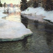 'Ruscello di montagna, Inverno'; 1898- Frits Thaulow (1847-1906)