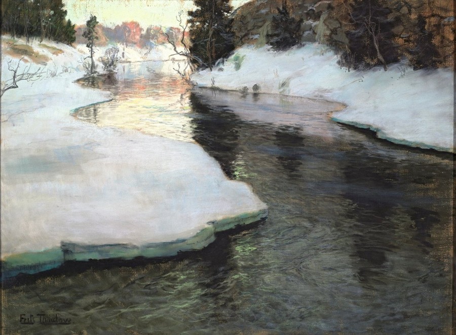 'Ruscello di montagna, Inverno'; 1898- Frits Thaulow (1847-1906)