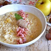 Squisito risotto alle castagne e pancetta; Cinzia Raso e la sua Pagina del Goloso