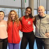 Martina Mladenic, Eleonora Foudraz e Charlotte Siani insieme a coach Ottoz