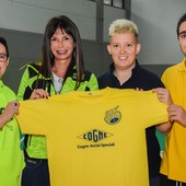 Stefania Minniti, presidente della SBK Basket School; Ilaria Fadda, direttore Risorse Umane CAS; Silvia Rosset, coordinatrice tecnica e organizzativa SBK Basket School; Simone De Fazio, istruttore minibasket