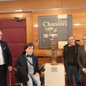 Busto commemorativo di Chanoux inaugurato nel foyer del Consiglio Valle