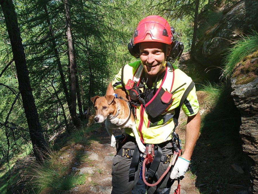 Salvato dai Vigili del fuoco un cagnolino finito in un dirupo