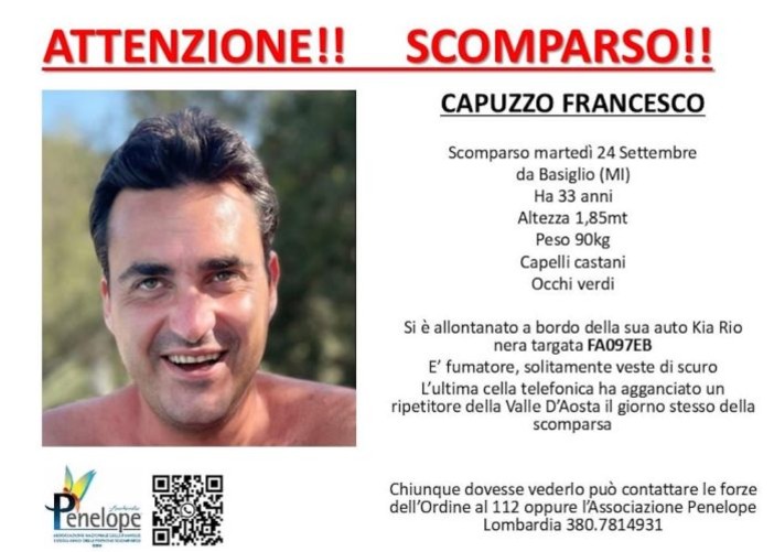 Ritrovata a Saint-Marcel l'auto di un giovane lombardo scomparso