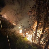 A fuoco una discarica abusiva di scarti vegetali sulla collina di Nus  VIDEO