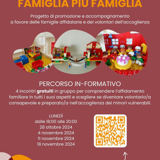 Affido e accoglienza, riavviato il progetto 'Famiglia più Famiglia'