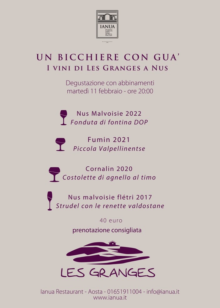 'Un bicchiere con Guà'; allo Ianua di Aosta la cena per celebrare i vini del vigneron di Nus