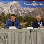 Il Presidente della Giunta, Erik Lavevaz e l'assessore regionale Luciano Caveri