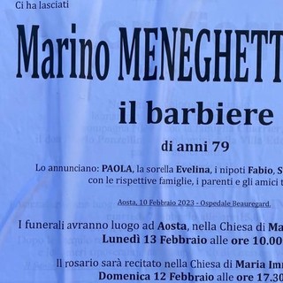 Aosta, addio allo storico barbiere Marino Meneghetti