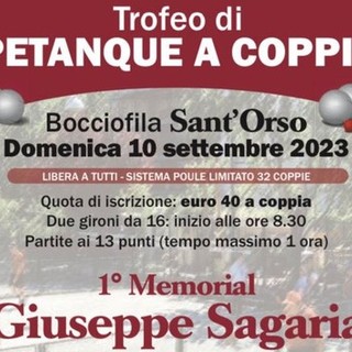 Petanque: domenica alla Bocciofila Sant'Orso il primo Memorial Beppe Sagaria