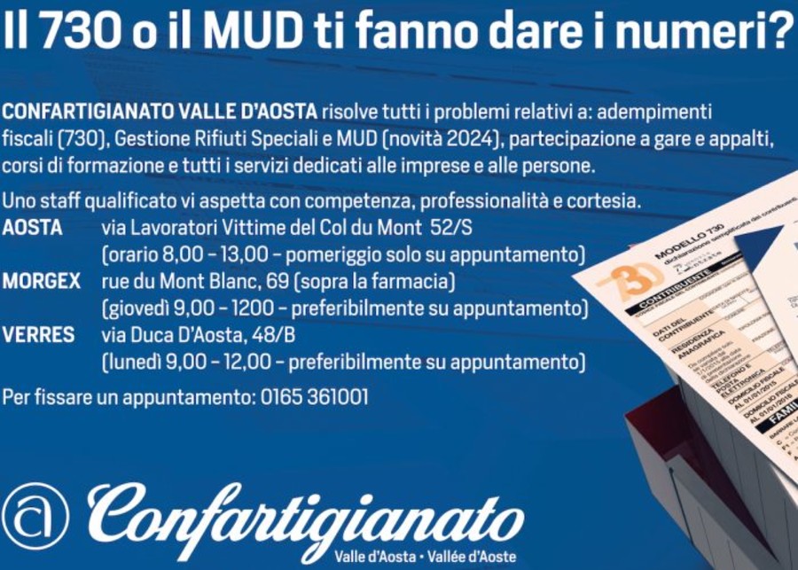 Sei in difficoltà con il 730 o con il MUD? Ti aiuta Confartigianato Valle d’Aosta