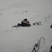 La neve a Cervinia poco prima delle 11 di questa mattina