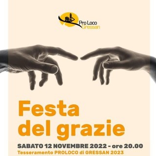 Festa del Grazie , la proloco di Gressan la organizza per sabato 12 novembre