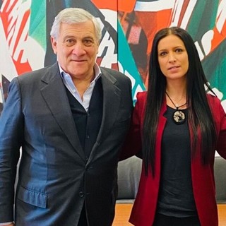 Antonio Tajiani insieme a Emily Rini, sua consigliera politica e Presidente della Società italiana del Traforo del Monte Bianco-SITMB