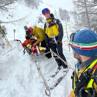 Soccorso freerider caduto nella zona del Pavillon di Courmayeur