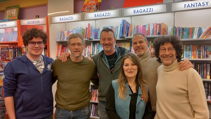 Da sn Samuele Scalvino, Riccardo Jans, Andrea Damarco, Enrico Montrosset, Massimo Bezzo e Mirella Gherardi