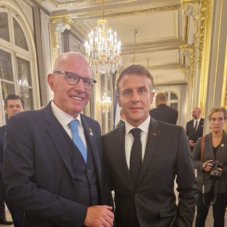 Renzo Testolin avec Emmanuel Macron à l'Elysée