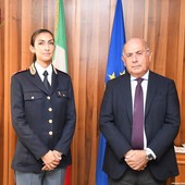 il Commissario Capo Jenny Vecchiato insieme al questore di Aosta, Carlo Musti